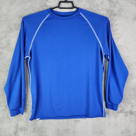 Men's Holloway Blue Shirt Long Sleeve Athletic Crew Neck Stretch Size M - Picture 2 of 9